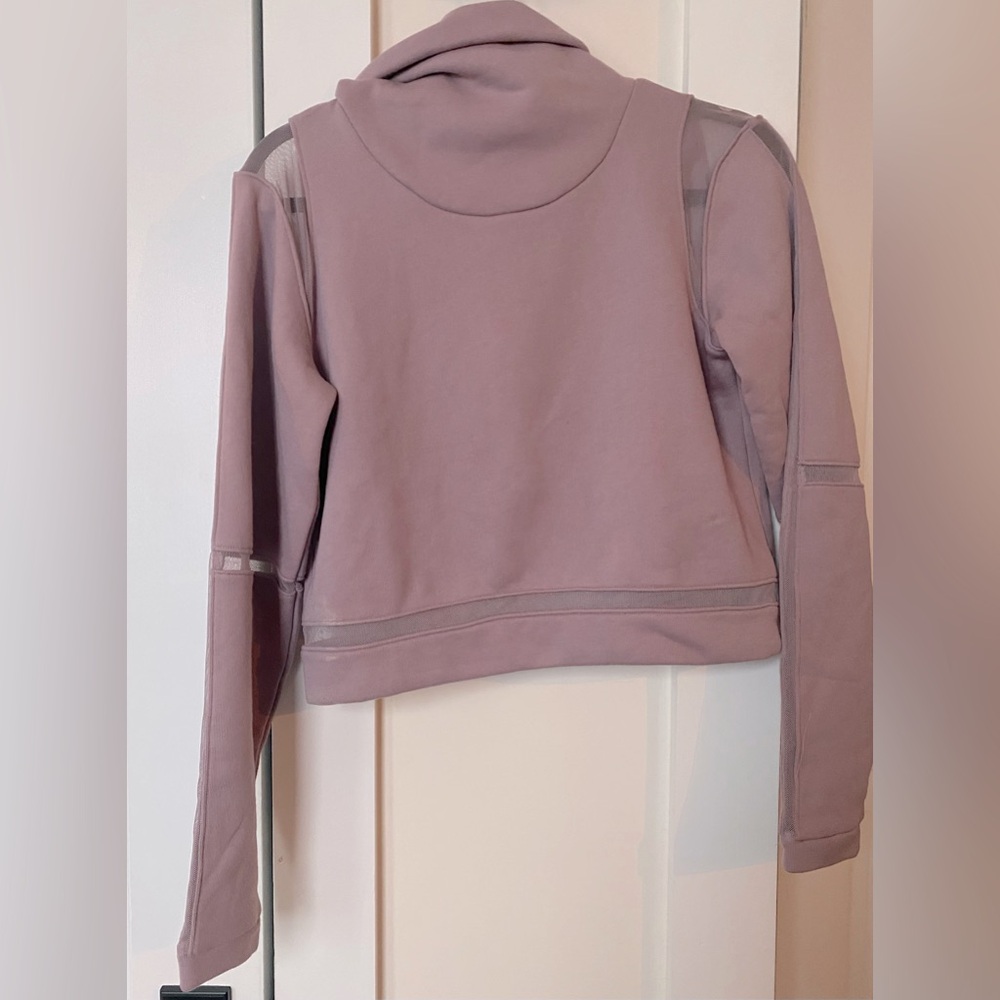 ALO Yoga Mauve Cropped Pullover with Sheer Paneling